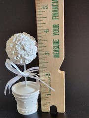 5 Flower Pot White Topiary Roses Name Place Card Holders Party 3.75″ Tall