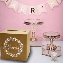 KALEFO Kraft Card Box Wedding Favors 8 inches x 8 x 8 inches, Brown