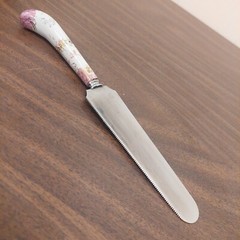 Sheffield England Gentry Stainless Steel Porcelain Serving Utensil Serrated Cake