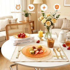 Rubtlamp 350-Pc Orange Gold Plastic Dinnerware Set for 50 Guests