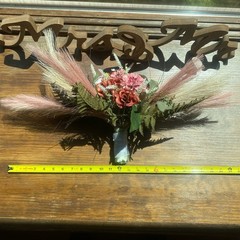 Bridal Wedding Bouquet Hand made Budget Friendly Faux Flowers White Pink Green
