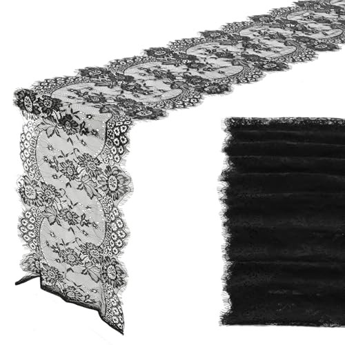 12 Pcs Black Lace Table Runners 14 x 120 Inch Rustic Wedding Table Runner