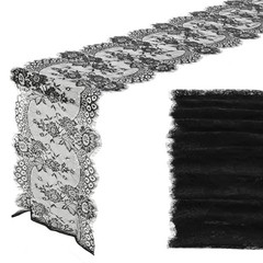 12 Pcs Black Lace Table Runners 14 x 120 Inch Rustic Wedding Table Runner