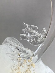 Daisy, Glass Heart and Doves, and Black Cowboy Hat, Ivory Western Cake Topper