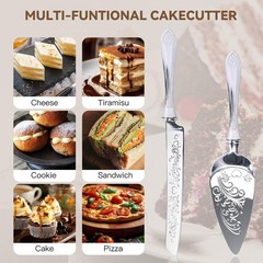 KSENDALO Elegant Wedding Cake Cutting Set with Hollow Handle Cake Knife and Serv