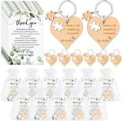 Wedding Souvenir Sets for Guests Heart Puzzle Keychains Cards Gift Bags 25pcs