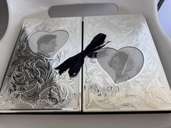 LENOX Silver-Plated Wedding Promises Double Heart Photo Album Holds 4 x 6 photos