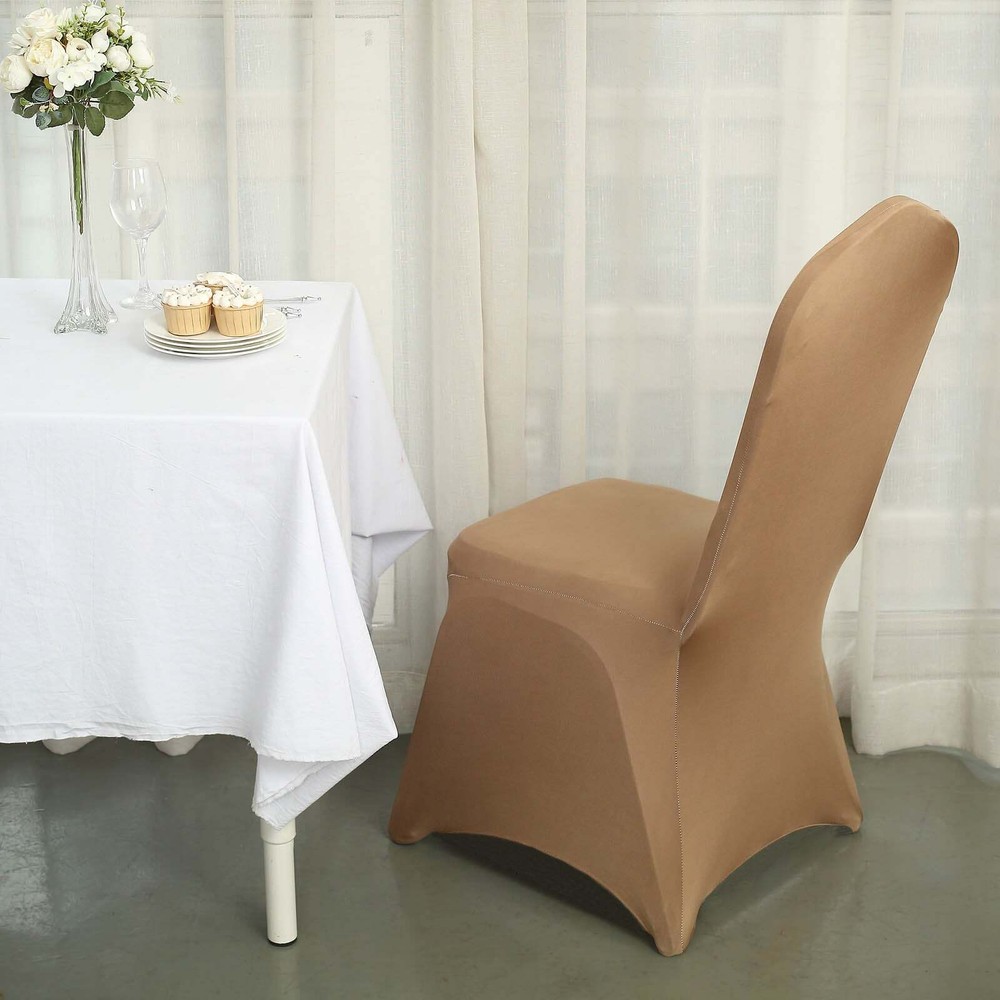 10 Taupe Spandex Fitted Banquet Chair Covers Wedding Party Reception Decorations