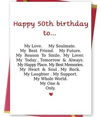 Funny 50th Birthday Card for Men Women,Romantic 50 Year Old Greeting Card for…