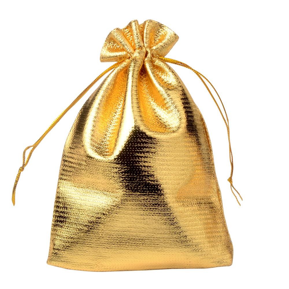 50pcs Adjustable Fabric Jewelry Bags Gold Drawstring Pouches for Wedding Storage