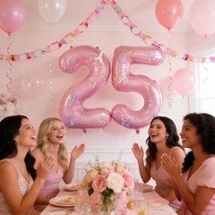 40 Inch Number Balloon Pink Large Mylar Foil Pink Number Balloons and Pink5