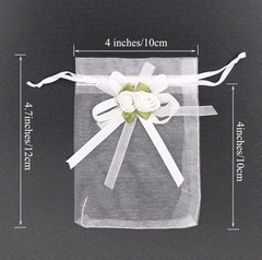 Rose Sheer Organza Gift Bags 50Pcs 4X4” White Wedding Favor Favors Gift Bags