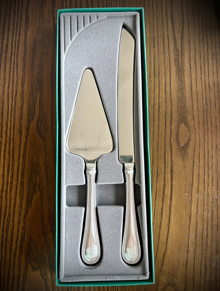 Towle Cake Knife & Server Gift Set “A” Monogram, Stainless Steel, USA, NIB