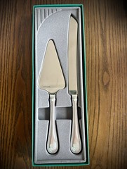 Towle Cake Knife & Server Gift Set “A” Monogram, Stainless Steel, USA, NIB