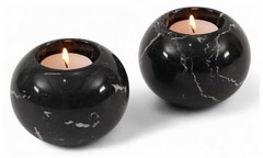Marble Tealight Candle Holder 3-Inch Handmade Black Mini Votive Holder for