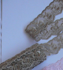 Organza Embroidered Lace Edge COFFEE 40mmWide 16 Metre Length Sunrise ch134 FLT1