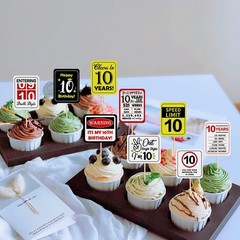 36Pcs 10th Birthday Card Cupcake Toppers Cheers to 10 Years Out Single Digits…