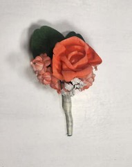 Coral Ivory Rose Calla Lily Sola Wood Bridal Wedding Bouquet Accessories