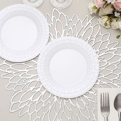 Plastic WHITE with Basketweave 7″ PLATES Disposable Party Wedding WHOLESALE