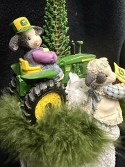 Country Western Precious Moments John Deere Wedding Cake Topper Tractor Groom