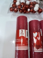 Lot of 12- Glitter Tulle 6X3 Yards Fuchsia. Glitter Foam Hearts Lip Love & More