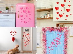 60 Pcs Valentines-Day-Wall-Decorations, 3D Heart Valentine Wall Stickers, Red