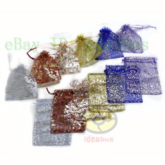 25/50/100pcs Print Pattern Organza Pouches Jewelry Wedding Favor Bags 6.7″x4.73″