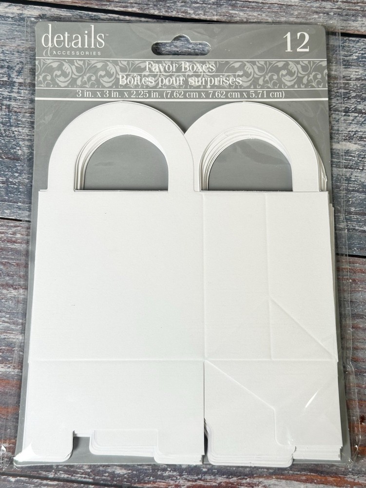 Details Favor Boxes 12pk White Gift Treat Bags Wedding Party Lot of 10