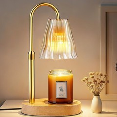 Candle Warmer Lamp with Timer Dimmer, Birthday Standard/ Portable, Amber-gold