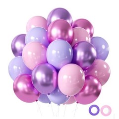 Pink and Purple Party Balloons, 50Pcs 12 Inch Purple Pink Balloons, Pink Purple