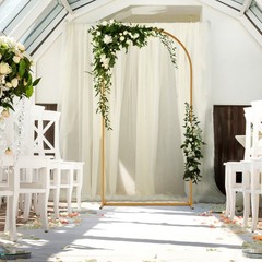 6.6 FT Wedding Arch Backdrop Stand Gold Metal Arch for Wedding Ceremony Party