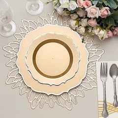 20 GOLD 8″ Round Plastic Dinner Plates GOLD Scalloped Rim Events Wedding