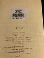 Silver-plated Dessert Set Lenox True Love 2 Piece. Original box.
