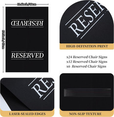 12 Pcs Reserved Seating Signs Reserved Chair Sign Printed Placeholder