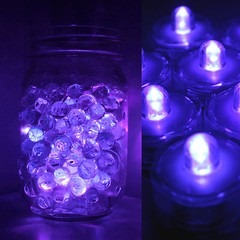 PURPLE ~ 24 Pack Submersible Waterproof Battery LED Tea Light ~ Wedding Decorati
