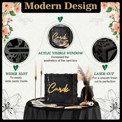 Black Gold Wedding Card Box Reception PVC Gift Holder Envelope Slot Decor