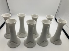Bud Vase Place Card Photo Nametag Holder White Ceramic X 8 CHIPS SEE PICS USED