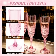 Plastic Champagne Flutes, Champagne Glasses Bulk, Reusable Unbreakable Acrylic