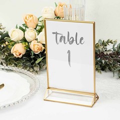 GOLD CLEAR 6 Acrylic 5″x9″ Freestanding Double Sided Table SIGN HOLDERS Party