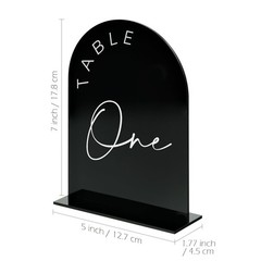 Black Arched Wedding Table Numbers 1-20 with Stands, 5×7 Inch Black Acrylic A…