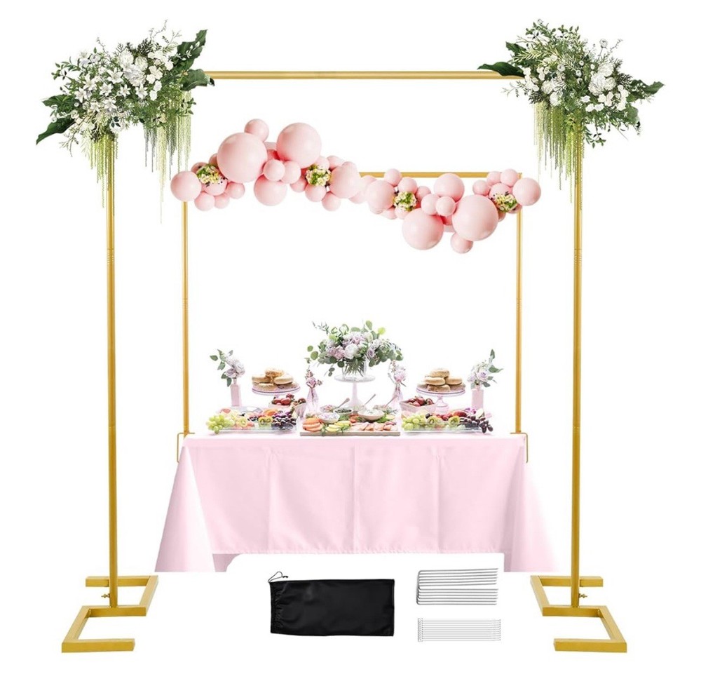 8.2FT Square Arch Backdrop Stand Metal Gold.Heavy Duty Adjustable. Arch Stand.
