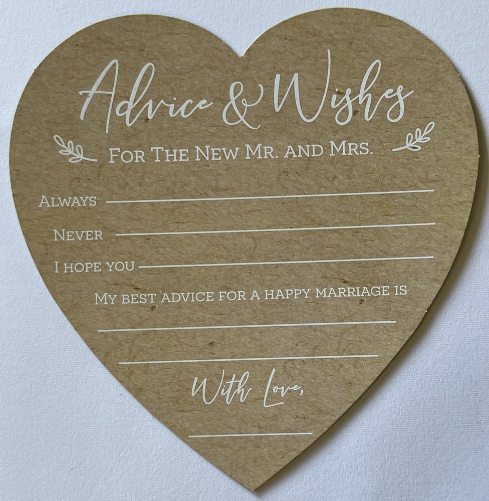 BROWN/WHITE ADVICE & WISHES Die-Cut HEARTS W/Love(12pc) Kate Aspen•Always•Never•