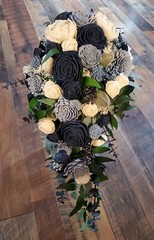 30″ Extra Long Navy Dusty Blue Cascade Bridal Bouquet Sola Wood Wedding Flowers