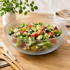 Lillian Collection Stunning Clear Plastic Round Hammered Bowl -2″ 12 inches 1