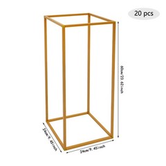 Gold 20 PCS Geometric Flower Stand For Wedding, Flower Stand 9.45*9.45*23.62 in