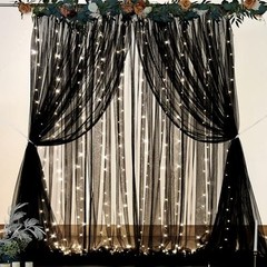 Tulle Backdrop Curtain for Parties 10ft x 8ft Sheer Photo 10 ft X 8 ft Black