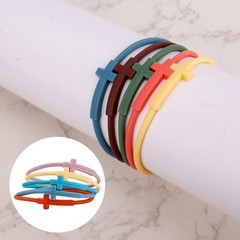 Mikovivi 20pcs Silicone Cross Bracelets, Religious Jesus Medium, multicolored
