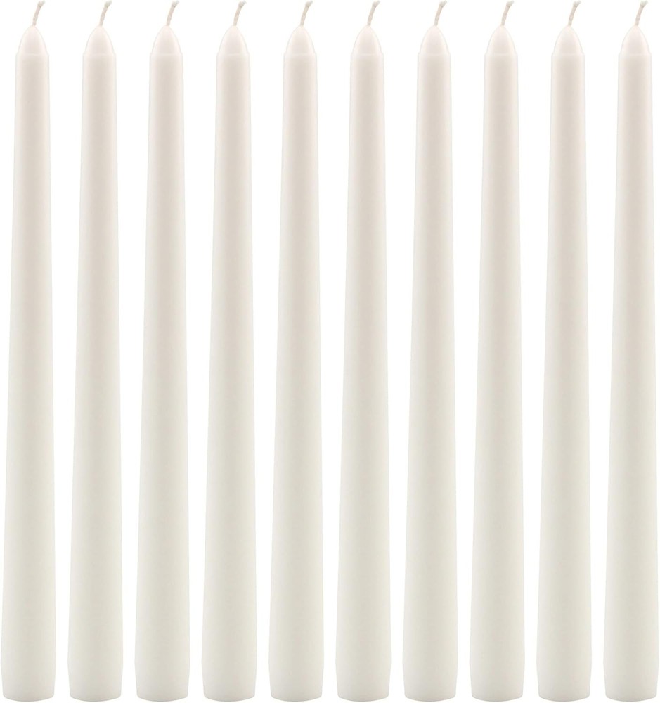 Stonebriar Tall 10″ White Unscented 10 Count Taper Candles, 7 10-Pack,