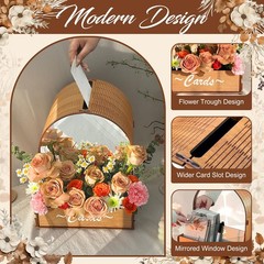 Wooden Wedding Card Box With Mirror Acrylic Gift Money Box Rustic Decor