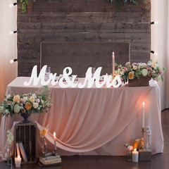 Mr and Mrs Signs Wedding Sweetheart Table Decorations, Wooden Freestanding Lette